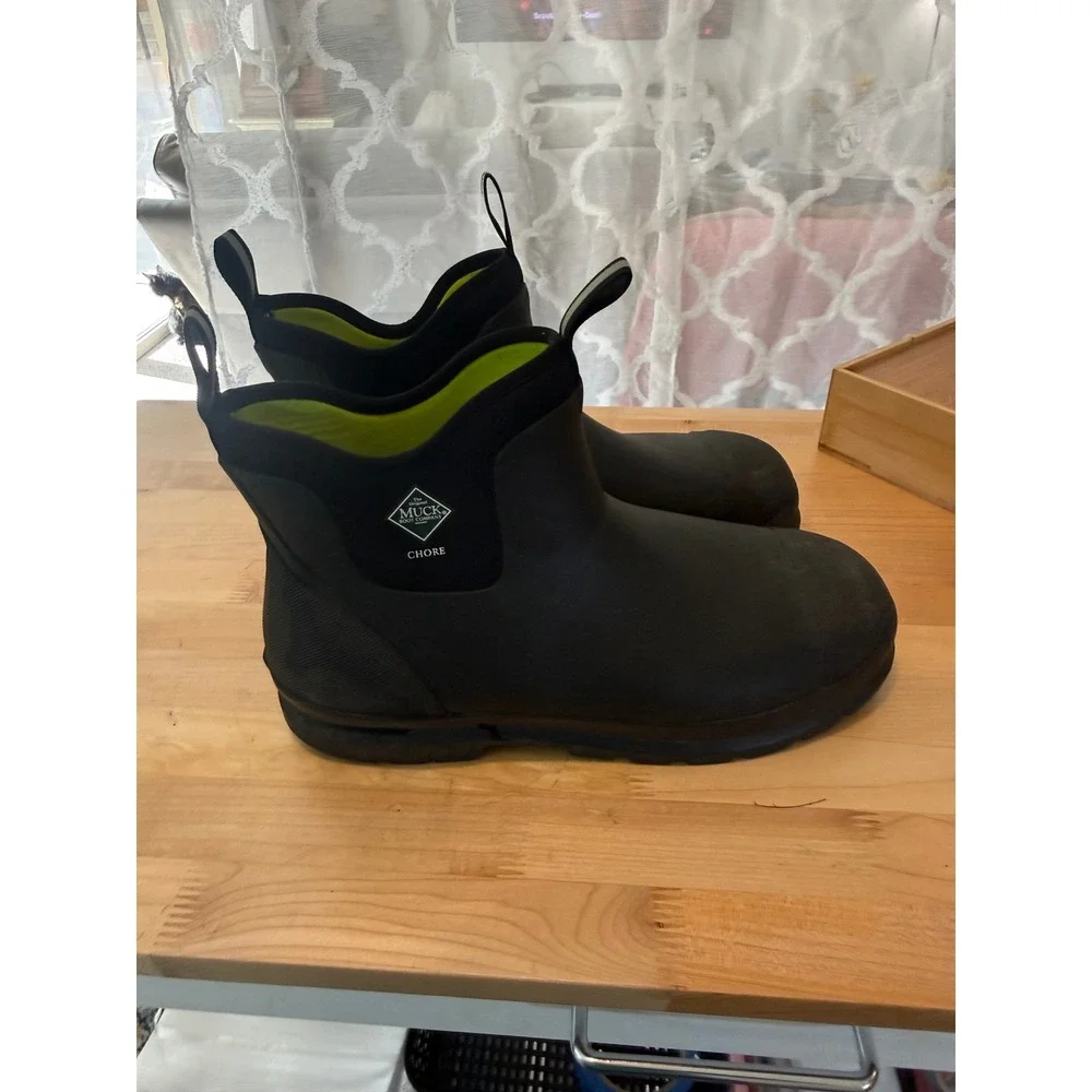 Muck Boot Company Chore Mens Black Waterproof Rubber Ankle Work Boots Size 13